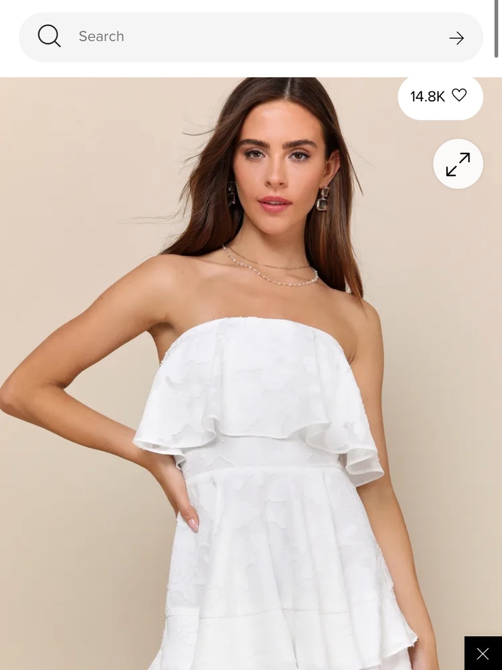 Lulus True Lover White Burnout Floral Ruffled Strapless Mini Dress
